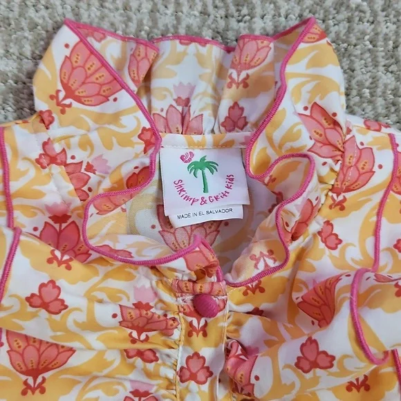 Shrimp And Grits Kids Orange Ruffle Long Sleeve Dress Size 10 - Picture 2 of 5